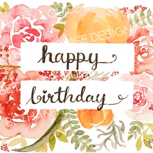 Cartão de aniversário floral 5x7 ARTE DIGITAL