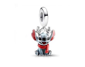 Christmas Reindeer Stitch Dangle Charm S925 Sterling Silver Pandora Pendant，Compatible With Pandora Moments