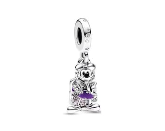 100th Anniversary Mickey Mouse Dangle Charm S925 Sterling Silver Pandora Pendant，Compatible With Pandora Moments