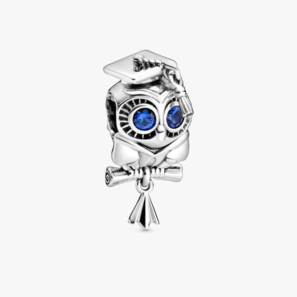 Wise Owl Graduation Charm S925 Sterling Silver Pandora Pendant，Compatible With Pandora Moments