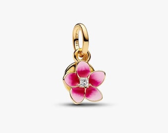 Colgante Pandora de oro con dije de flor rosa de Moana, compatible con Pandora Moments.