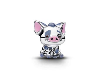 Vaiana Pua Pig Berlock S925 Sterling Silver Pandora Hänge, Kompatibelt med Pandora Moments