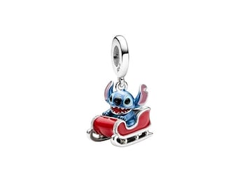 Red Sleigh Stitch Christmas Dangle Charm S925 Sterling Silver Pandora Pendant，Compatible With Pandora Moments