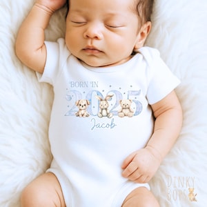 Geboren in 2025 Weste, personalisierte Baby Geschenk, süße Baby Ankündigung, Neugeborene Weste, Baby Shower Geschenk