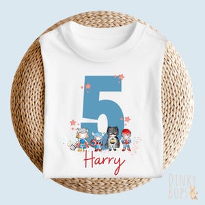 Superhero Fifth Birthday Shirt, Personalized Boys T-Shirt, Custom Gift for 5th Birthday Celebration