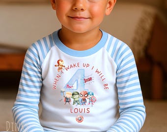 Superhero 4th Birthday Pjs, Personalised Boys Pyjamas for Kids, Fun Birthday Sleepwear, Unique Gift Idea