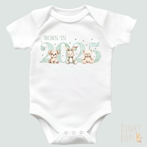 Geboren in 2025 Weste, personalisierte Baby Geschenk, süße Baby Ankündigung, Neugeborene Weste, Baby Shower Geschenk
