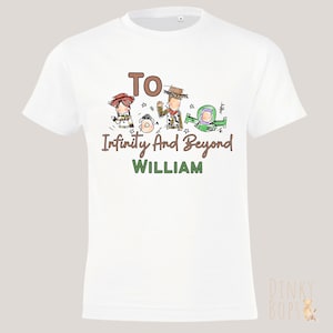 Toy Story To Infinity Birthday Shirt, Custom Name Toddler Tee, Buzz Lightyear 2nd Birthday Gift for Kids