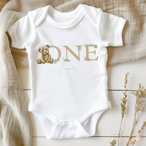 Bär ersten Geburtstag Weste, personalisierte Baby Outfit, 1. Geburtstag Geschenk, Kuchen zerschlagen Kleidung, niedlichen Bär Thema Feier