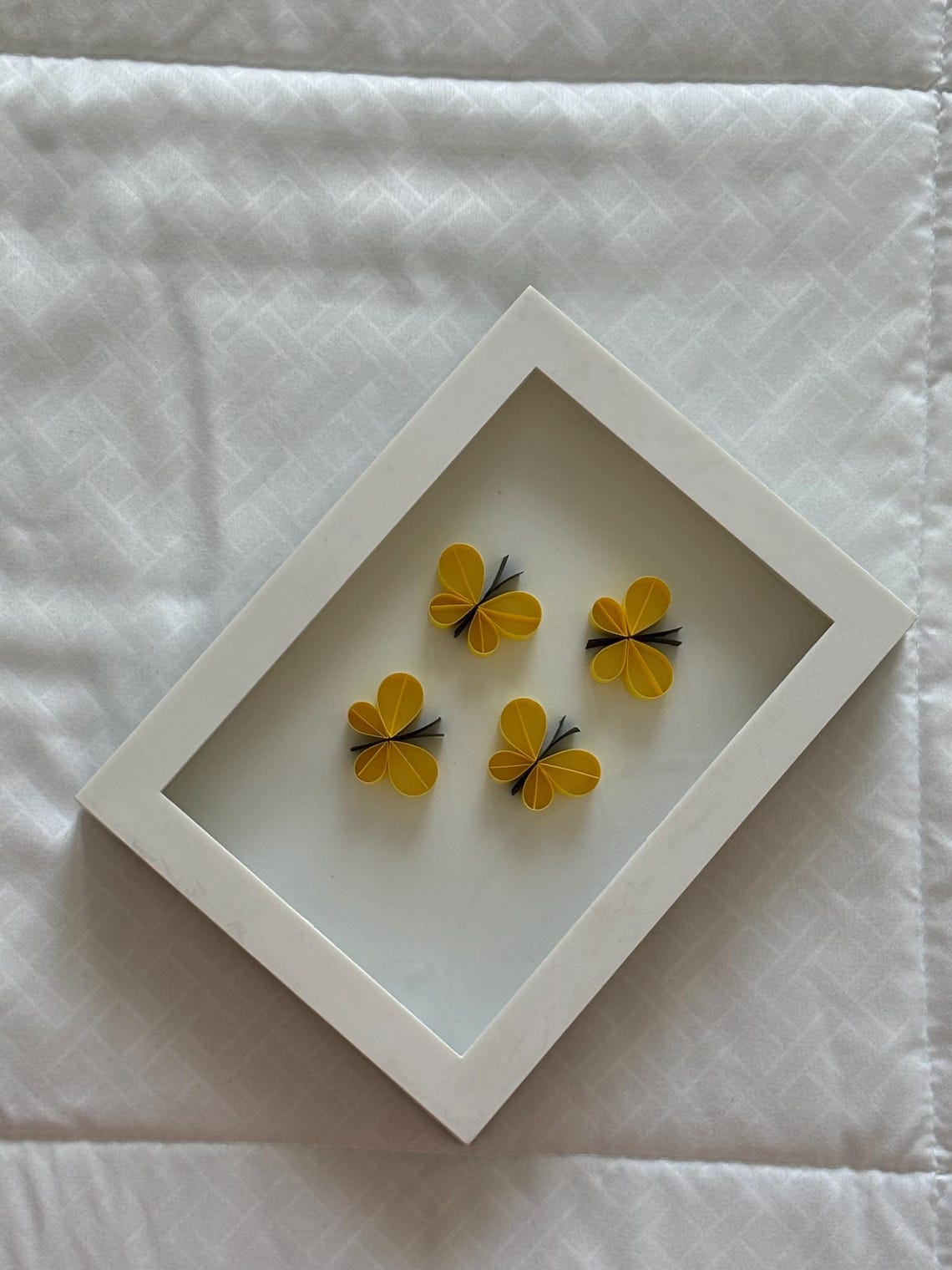 Handmade Quilled Butterfly Wall Art, 3D Yellow Butterfly Shadow Box ...