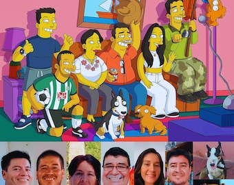 Personalized Simpson Portrait, Simpsons Family Portrait,Custom Simpsons Portrait,Simpsons Caricature,Simpsons Couple Portrait,Drawing art