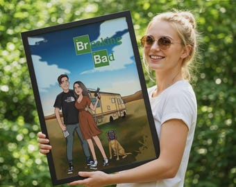 Customized Breaking Ba Portrait or Canvases, Funny Portrait, Family Gift Ideas, Personalised Gift, Gifts For Her,Special Couple Portrait