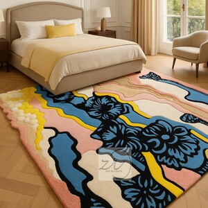 Moderne abstracte getufte tapijten multi, Nieuw-Zeelands wollen vloerkleed woonkamer, slaapkamer, keuken, kinderkamer, hal kantoor 5 x 8, 6 x 9, 8 x 10, 9 x 12