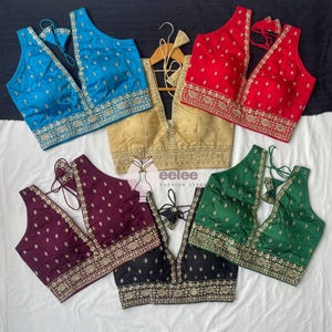 Sabyasachi Style Embroidered Silk Saree Blouse: Indian Wedding Wear