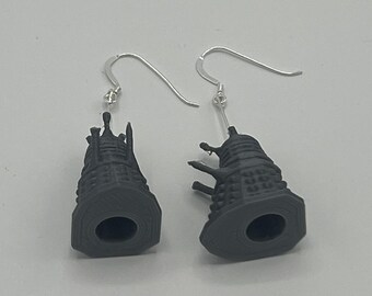 Pendientes Dalek de Doctor Who - Joyería de plata de ley impresa en 3D