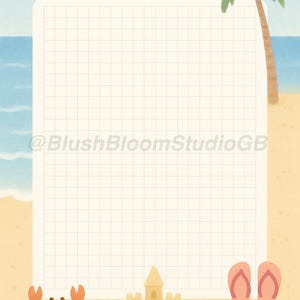Beach Themed Memo Pad | Coastal Aesthetic Notes | Summer Stationery | Ocean Desk Pad | Cute Beach Notepad | Digital Download