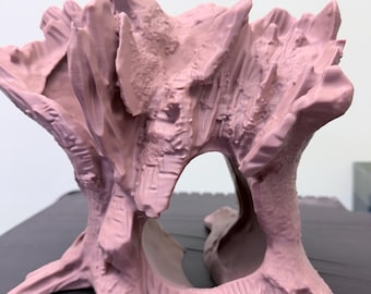 Esconderijo em tronco de árvore rachado | Caverna natural para répteis | Decoração de terrário impressa em 3D