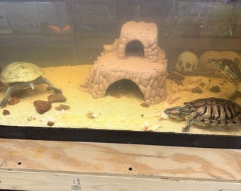 Aquarium-Versteck & Höhle | Sonnenplatz für Wasserschildkröten | Aquariendekoration | Reptilienversteck | Kletterhöhle für Terrarien | Mehrstufiges Felsversteck