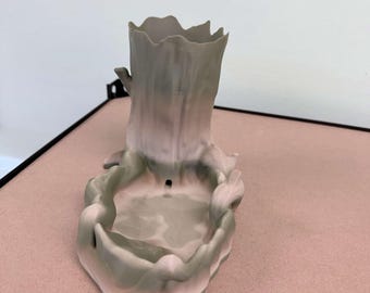 Vaso de tronco de árvore com coletor de água para terrário natural