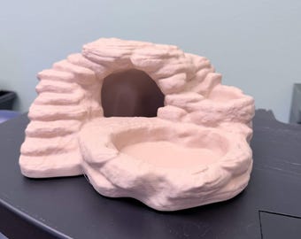 3D Printed Reptile Cave & Water Bowl Combo | Hide + Dish | Perfect for Geckos, Frogs, and Small Reptiles