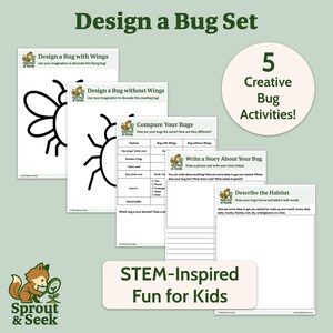 Design a Bug Set; STEM activity for kids, insect drawing, homeschool, science, bug activity, nature printable worksheets | Sprout & Seek