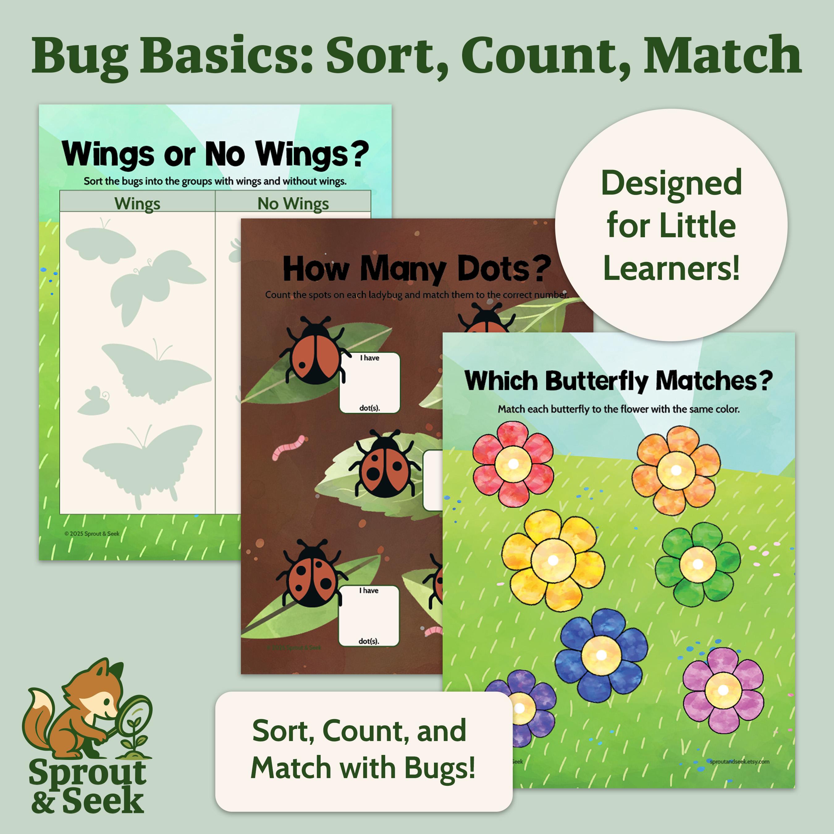 Bug Sorting & Counting Game: Preschool Math Activity (PDF Printable) - Etsy