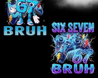 Funny Six Seven Brainrot Gamer PNG  – Pixel Italian Meme Shirt Design