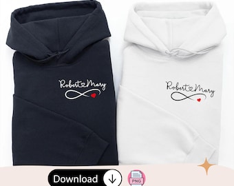 Custom Matching Hoodies PNG SVG – Pinky Promise Couple Design – Personalized Name Sweater – Valentine’s & Anniversary Gift