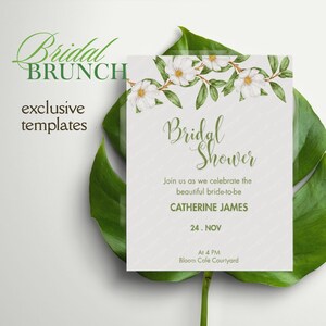 Sage Green Floral Bridal Shower Invitation | Editable Canva Template | Instant Download