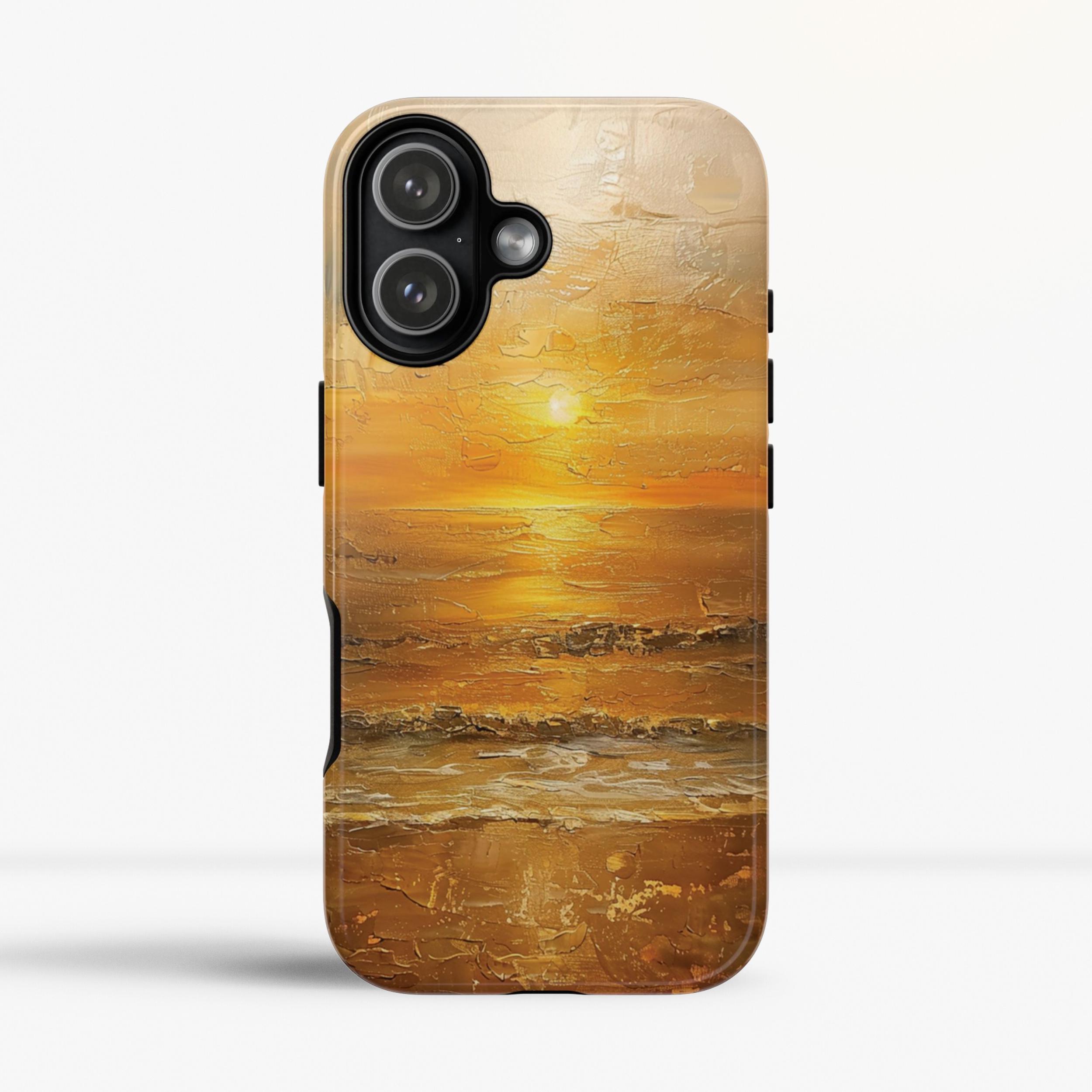 Golden Sunset Phone Case Ocean Oil Painting Phone Cover for iPhone