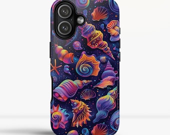 Kolorowe etui na telefon z muszlami: neonowa, żywa, nadmorska muszla na iPhone'a 17 16 15 14, Samsunga Galaxy S26 S25 S24, Google Pixel