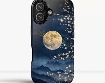Etui na telefon Full Moon: japońska sakura z kwiatem wiśni na iPhone'a 17 16 15 14 13 12, Samsunga S26 S25 S23, Google Pixel 9 8 7 6