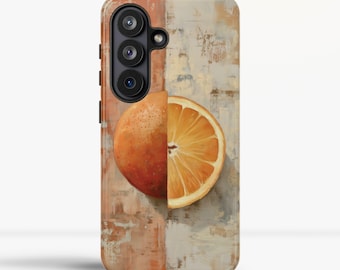 Etui na telefon w kolorze pomarańczowym: Estetyczna, letnia, ochronna osłona na telefon w stylu vintage do Samsunga Galaxy S26, S25, S24, S23, S22