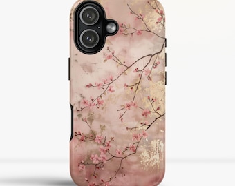 Etui na telefon z motywem różowego kwiatu wiśni: japońskie kwiatowe etui na telefon iPhone 17 16 15 14 13 12, Samsung S26 S25 S24 S23, Google Pixel 9 8 7