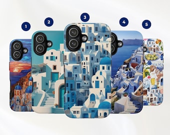 Etui na telefon w stylu śródziemnomorskim: Letnie etui na telefon Santorini do iPhone'a 17 16 15 14, Samsunga S26 S25 S24 S23, Google Pixel 9 8 7 6