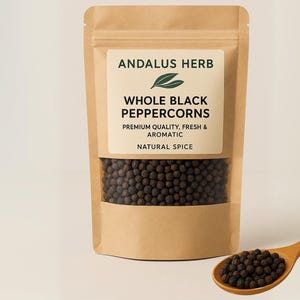 Whole Black Peppercorns – Premium Quality, Fresh & Aromatic, Natural Spice for Cooking, Seasoning, Grinder Refill, Bulk  Pack