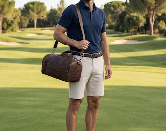 Genuine Leather Golf Mini Duffle Bag, Golf Accessory  Handbag, Travel Range Tote