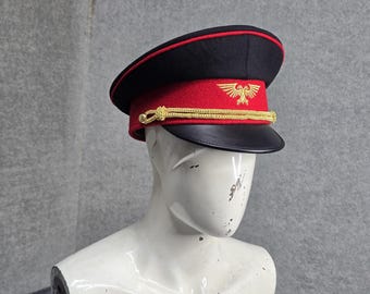 The Commissioner's Cap – A Bold Red and Black Peaked Commission Officer Hat - Commissioner Cosplay Cap
