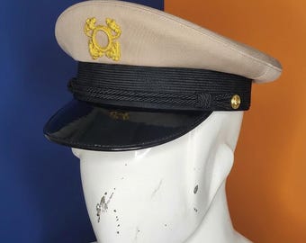 Handmade Skipper Captain Hat, Nautical Yacht Sailor Cap, Boat Party Hat, Maritime Boating Gift