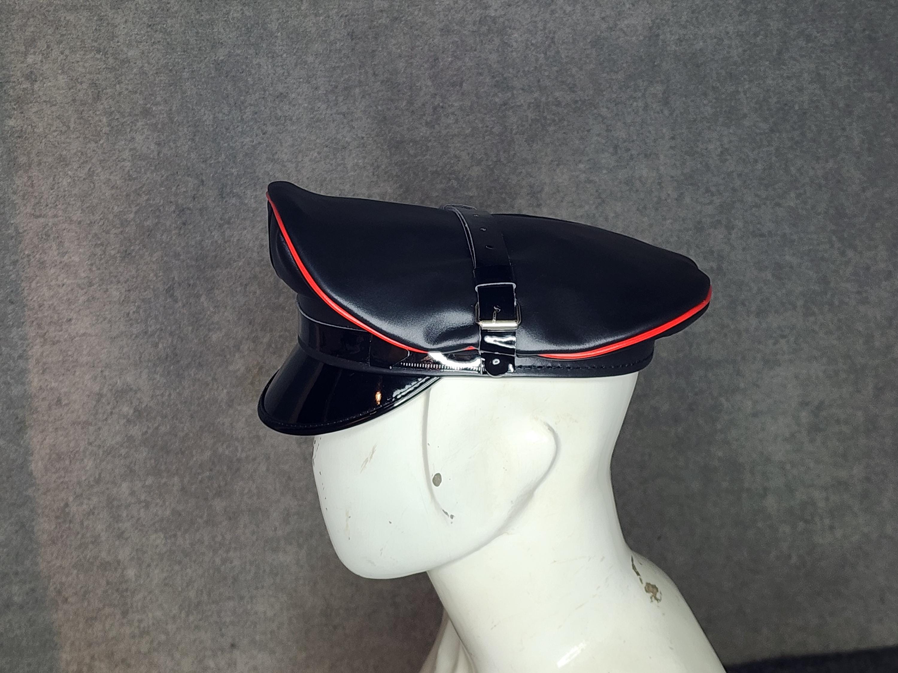 Handmade Sheepskin Leather Biker Cap, Muir Captain Hat, Punk Goth