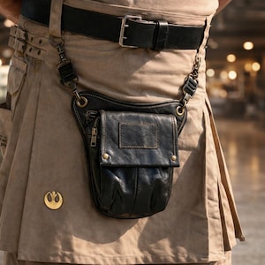 Classic Black Sporran, Real Leather Kilt Purse, Traditional Scottish Bag, Plain Day Sporran