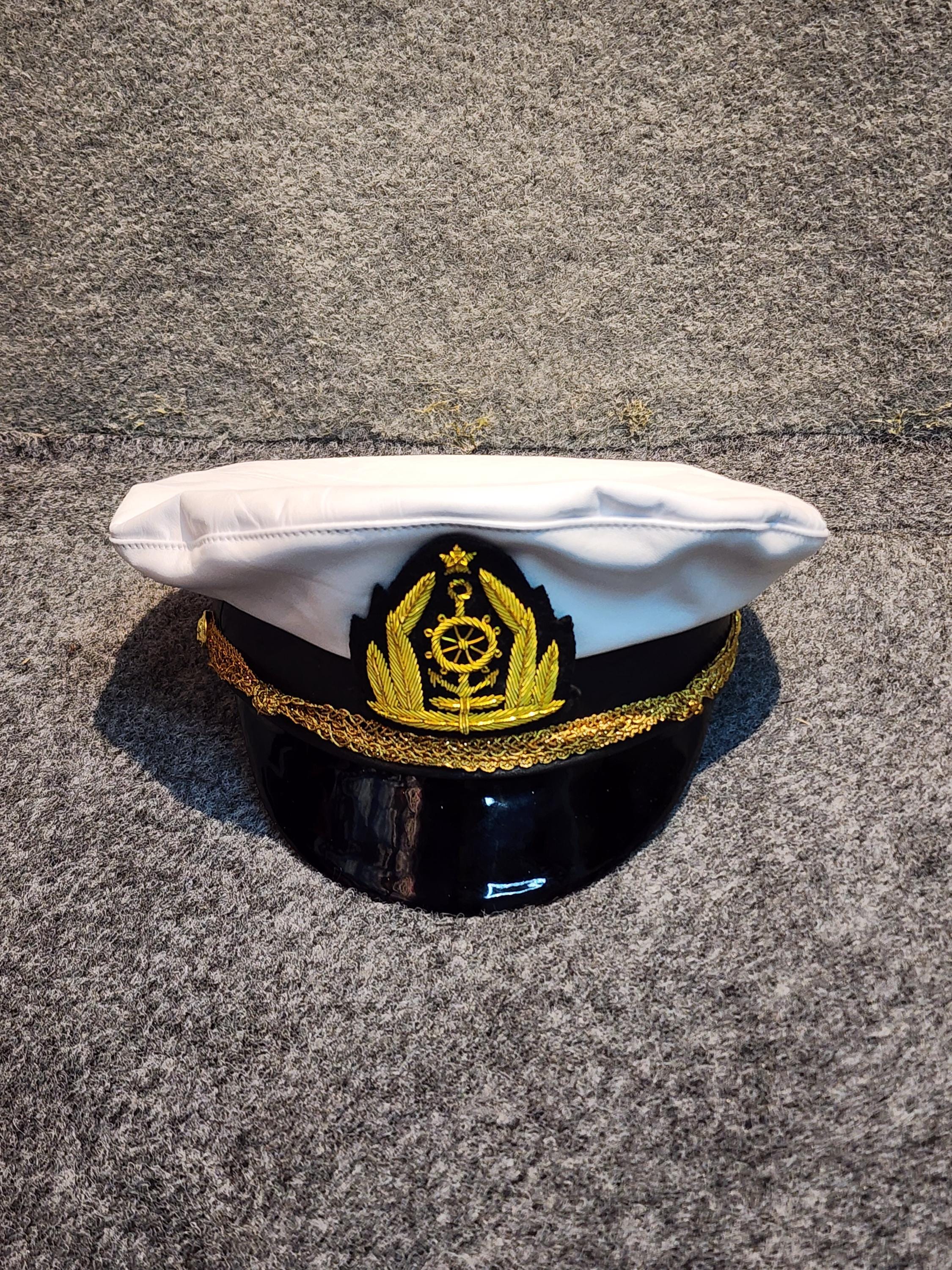 Genuine Leather Sailor Hat, Black Greek Fisherman Cap, Nautical