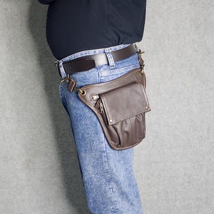 Scottish Sporran Leather Bag | Genuine leather Thigh Pouch | Kilt Crossbody Sack image 10