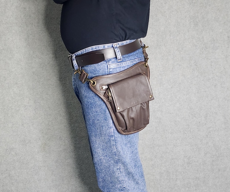 Scottish Sporran Leather Bag | Genuine leather Thigh Pouch | Kilt Crossbody Sack image 10