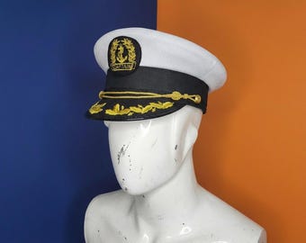 Navy Captain Hat | Yacht Skipper Cap | Nautical Boat Party Bachelorette Hat | Sailor Costume