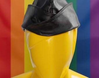 Handmade Pride Triangle Hat, Leather Garrison Cap, Foldable Side Hat, Retro Military Flight, Unisex