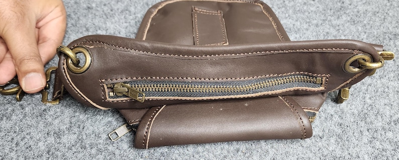 Scottish Sporran Leather Bag | Genuine leather Thigh Pouch | Kilt Crossbody Sack image 8