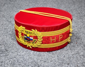 Past Grand High Priest Crown Cap –  Red Royal Arch Chapter Masonic Hat Embroidered Bullion