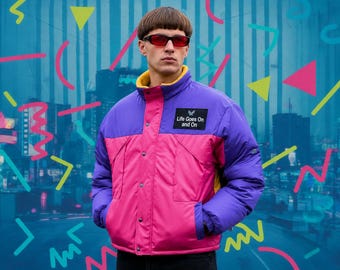 Oliver Tree Style Jacket, 90s Retro Colorblock Windbreaker