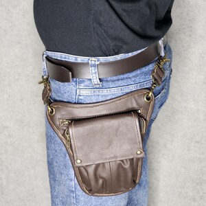 Scottish Sporran Leather Bag | Genuine leather Thigh Pouch | Kilt Crossbody Sack image 3